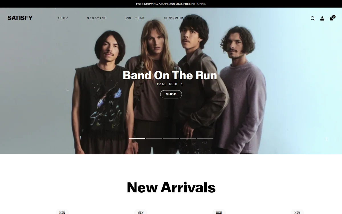 SATISFY homepage preview