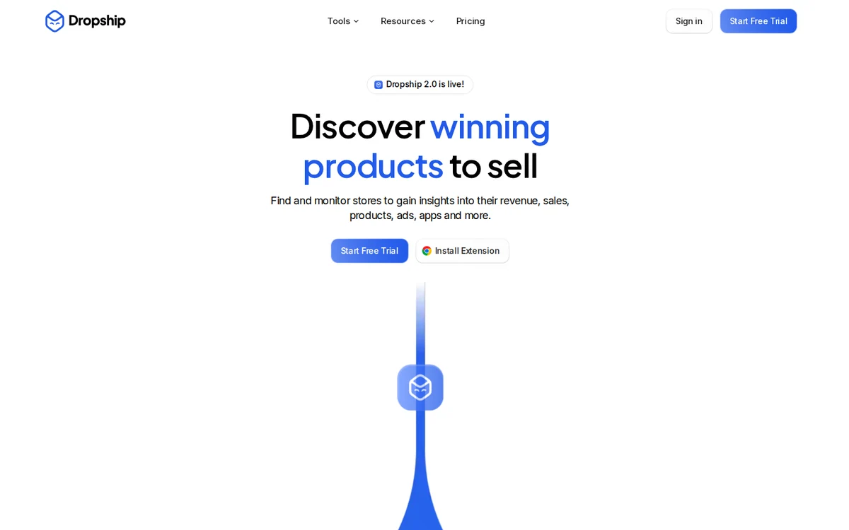 Dropship.io homepage preview