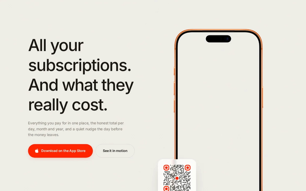 Subscrr homepage preview
